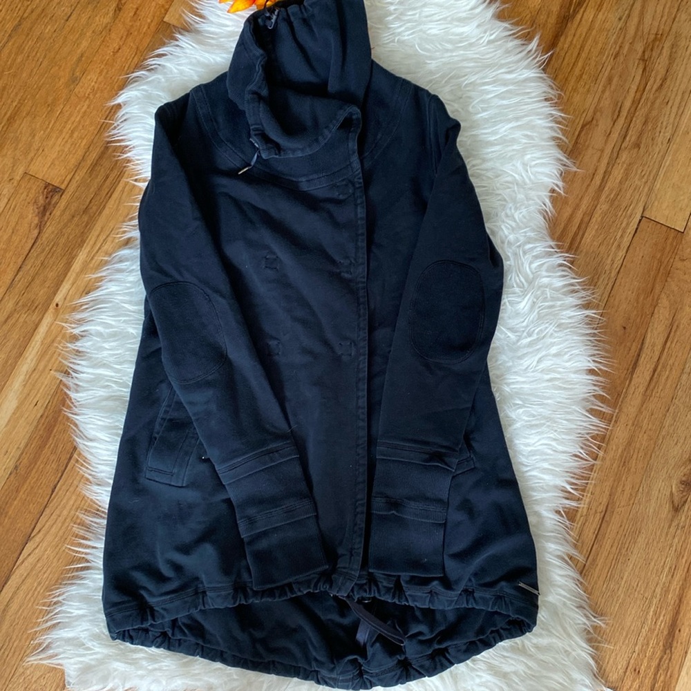 Double Snap Button High Neck Sweater Jacket - image 1